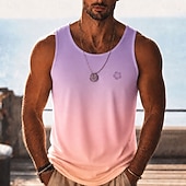 economico Tropische Urlaub-T-Shirts-Per uomo Sfumatura Palma di Cocco Maglietta Maglietta smanicata Senza Maniche maglietta Stampa 3D Girocollo Scollo a Cucchiaio Camicia Hawaiano Casuale Quotidiano Ferie Blu Viola Verde Estate