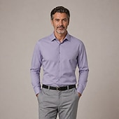 cheap Men's Dress Shirts-Men's Business Shirt Wool Blend Solid Light Purple
