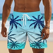 preiswerte Tropische Pflanzen &amp; Blumen-Herren Kokospalme Tropische Pflanzen Badehosen Badeanzüge Badeshorts Boardshorts Mittlere Taille Hawaiianisch Täglich Strandurlaub Seitentaschen Netzfutter Elastischer Kordelzug in der Taille Designer