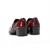 voordelige Mocassins de couro premium-Men's Red Croc-Embossed Strap Dress Shoes Pointed-Toe Statement Formal Footwear for Stylish Men, Weddings, Banquets, Parties and Stage Events