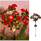 cheap Landscape Lights-LED Solar Flower Lights Rhododendron Outdoor Simulated Flower Lamp LED Artificial Flower Floor Insertion Lamp  Garden and Courtyard Decorative Lights Holiday Party Decorative Lights
