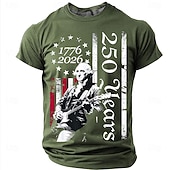 abordables T-shirts Patriotiques 250-4 juillet 2026, 250e anniversaire Homme Couleur Unie Drapeau Américain T-shirt Manche Courte T-shirt Impression 3D Col ras du cou Chemise Vintage Rétro Patriotique Quotidien Festival Bleu Noir Rouge