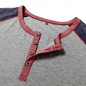 abordables T-shirt Henley décontracté-Homme Chemise Henley T-shirt T-shirt de base-ball manche longue Bloc de Couleur Designer Basique Classique Manche raglan Henley Occasionnel Quotidien Extérieur Été Printemps Automne Bleu Noir bleu