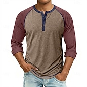 abordables T-shirt Henley décontracté-Homme Chemise Henley T-shirt T-shirt de base-ball manche longue Bloc de Couleur Designer Basique Classique Manche raglan Henley Occasionnel Quotidien Extérieur Été Printemps Automne Bleu Noir bleu