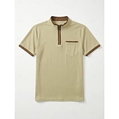 abordables Polo Classique pour Hommes-Homme Chemises Polo Gaufre Texturé Occasionnel Vacances Revers Zip quart Manche Courte Mode Basique Uni Bloc de Couleur Printemps &amp; Été Été Printemps Coupe régulière Noir Blanche bleu marine Kaki Gris