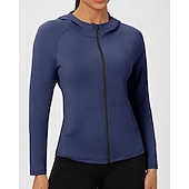 cheap Women's Shirt-Women's Solid Colored Workout Shirt Tennis Sports Jacket Long Sleeve Zipper Pocket Quick Dry Lightweight Moisture Wicking Breathable Tennis Golf Pickleball Hooded Jacket Black Pink Navy Blue Tennis