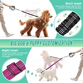 abordables Collares, Arnés y Correas-2pcs Dual Dog Leash Attachment - Double Leashes for Training Small to Large Dogs - Adjustable Strap Shock Absorbing Bungee Leashes