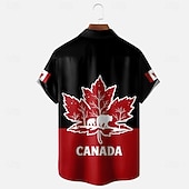 cheap Flag pattern-Canada Day Men's Maple Leaf Fireworks National Flag Shirt Summer Shirt Button Up Shirt Short Sleeve Patriotic Outdoor Holiday Summer Spring Turndown 3D Print Collared Shirts Front One Pocket Red 1 Red