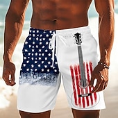 baratos Shorts Patrióticos 250-Bermuda de Natação da Guitarra Americana Patriótica do 250º Aniversário dos Homens com Cordão e Bolsos Laterais para Praia de Verão