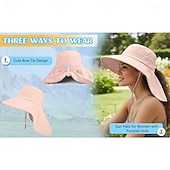 abordables Artículos para el hogar-Sombrero de sol para mujer, plegable, de ala ancha, con solapa para cubrir el cuello y abertura para coleta. Permite llevar coleta sin oprimir la cabeza. Transpirable y fresco, ideal para vacaciones