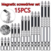 cheap Drill Bit Set-15pcs K5 Anti-Slip Shock-Resistant Threaded Drill Bit Set, Suitable for Electric Screwdrivers, High Hardness, Anti-Slip, Shockproof Magnetic Drill Bits, Compatible with Electric and Manual Drills