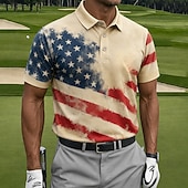  Giorno dell'Indipendenza Americana Per uomo Bandiera Americana Golf Polo Manica Corta Magliette polo Bavero Casual Athleisure Abito da festa Stampa 3D Bottoni Estate Primavera Blu 1 Blu 2#