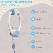 economico Giochi per gatti-Giocattolo interattivo per gatti da interno, giocattolo intelligente ricaricabile tramite USB da appendere alla porta, retrattile automatico, giocattolo elettronico per gatti con piume e cordino, con