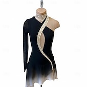 economico Abiti da Pattinaggio Artistico-Abito da pattinaggio artistico Per donna Pattinaggio sul ghiaccio Vestito Nero Patchwork Schiena aperta Elasticizzato Allenamento Competizione Vestiti da pattinaggio sul ghiaccio Classico Cristallo