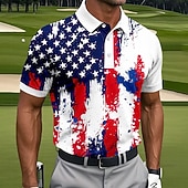 cheap Patriotic 250 Polos-4th of July 2026 250th Men's American US Flag Golf Sports Polo Shirts Short Sleeve Polo Shirts Lapel Casual Athleisure Daily Wear 3D Print Buttons Summer Spring Blue 1 Blue 3# Blue 2#