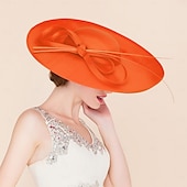 abordables Chapeaux de Fête-Chapeaux de fête Chapeau bowler en tissu à double couche  Chapeau cloche Chapeau en sinamay Kentucky Course de chevaux Journée des dames Melbourne Cup Luxe Vintage Avec nœud papillon Coiffe Coiffure