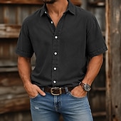 economico Camicie casual eleganti da uomo-camicia da uomo softfade™ camicia casual camicia lavaggio acido capo tinto nero rosa blu navy viola kaki manica corta camicia semplice colletto casual quotidiano tasca frontale abbigliamento