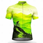 abordables Maillots Hombre-Hombre Maillot de Ciclismo Ombre Manga Corta Bicicleta Maillot Camiseta con 3 bolsillos traseros Resistente a los rayos UV Secado rápido Con bolsillos Cremallera delantera Deportes Amarillo Rojo Azul