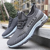 cheap Casual Sneakers-Men's Black and Orange Running Sneakers Lightweight Breathable Lace-Up Athletic Walking Shoes Cushioned Sport Footwear for Jogging, Gym Training, Travel and Daily Active Wear