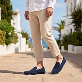 baratos Mocassins casuais-Mocassins penny loafers masculinos em camurça sintética, sapatos de condução respiráveis sem fecho com sola de borracha para primavera/verão.