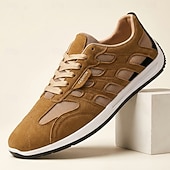 baratos Zapatos Informales con Cordones-Men's Tan Casual Sneakers Lace-Up Lightweight Comfort Walking Shoes Soft Smart Casual Footwear for Daily Wear, Travel, Weekend Outings and Everyday Leisure