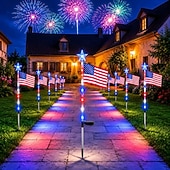  1 pz luci solari decorative a LED per esterni, luci solari con bandiera americana, bandiere decorative, bandiera patriottica da giardino, faretti solari per paesaggistica, luci solari da giardino, luci a LED per asta portabandiera da esterno
