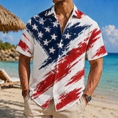  2026 250° Camicia con bandiera americana da uomo camicia estiva a maniche corte patriottica quotidiana streetwear estate primavera con colletto stampa 3D un taschino bottoni blu rosso 1 rosso blu