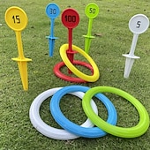 voordelige Zomer speelgoed-buitenringwerpset voor kinderen &amp;Hoepelspel voor volwassenen, familiespel voor in de achtertuin met kleurrijke doelpalen en ringen, buitenspel voor tuin, strand, camping, speelgoed voor zomerfeestjes,