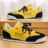 tanie Casualowe sneakersy-Żółto-czarne trampki męskie, sznurowane, lekkie i wygodne, modne obuwie za kostkę do noszenia na co dzień, w podróży, na weekendowe wyjścia i do ulicznego stylu