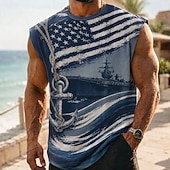 Heren 250e Jubileum Patriottische Amerikaanse Vlag 1776 2026 Mouwloos T-Shirt Crew Neck Zomerstraat Top
