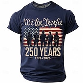  Camiseta con impresión 3D de la bandera de EE. UU. 1776 Camiseta de hombre 250 aniversario 2026 Camiseta de manga corta Camiseta de cuello redondo Patriótica Festival diario Ropa de verano Primavera