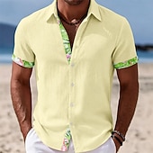 cheap Tropical Plants-Men's Coconut Tree Tropical Plants Shirt Summer Hawaiian Shirt Tropical Shirts Short Sleeve Hawaiian Casual Holiday Beach Wear Summer Spring Turndown 3D Print Button Up Shirts Yellow Pink Sage Green