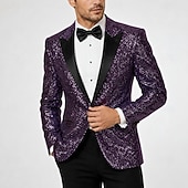 abordables Blazers et vestes-Blazer à paillettes pour homme, veste décontractée rétro disco des années 70, couleur unie, simple boutonnage, un bouton, noir, or, argent, rouge, bleu