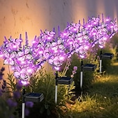 abordables Luces de camino y linternas-2/4 PCS Solar Simulation Lavender Butterfly Lawn Light Waterproof Garden Floor Insert Lamp Park Pathway Villa Yard Terrace Holiday Decoration Lamp