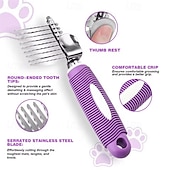 baratos Cuidados com o Cabelo-Pente desembaraçador para pelos de animais de estimação, com lâminas longas e seguras para cães e gatos, ideal para desembaraçar pelos emaranhados ou com nós na pelagem interna.