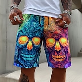 olcso Retro Vintage és Etika-Férfi Színblokkolás Koponya Úszónadrágok Fürdőruhák és fürdőnadrágok Deszkás short Közepes csípő Sötét Punk Gótikus Utcai öltözék Vakáció Oldalzsebek Hálós bélés Elasztikus húzózsinóros derékrész