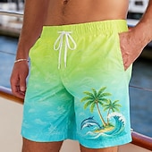 preiswerte Tropische Pflanzen &amp; Blumen-Herren Kokospalme Delphin Tropische Pflanzen Badehosen Badeanzüge Badeshorts Boardshorts Mittlere Taille Hawaiianisch Täglich Strandurlaub Seitentaschen Netzfutter Elastischer Kordelzug in der Taille