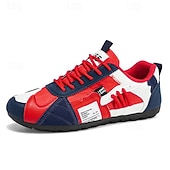 voordelige Casual Veterschoenen-Lage sneakers met kleurblokken voor heren, casual wandelschoenen met vetersluiting, retro sportstijl voor op reis, buitenactiviteiten en dagelijks gebruik.