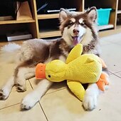 economico Giocattoli di peluche-cane che dorme con un abbraccio di cane giocattoli a forma di anatra per alleviare la noia della piccola anatra gialla bambola di peluche interattiva forniture per animali domestici