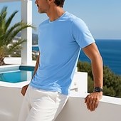 abordables t-shirts de base-Homme T-shirt Manche Courte Col ras du cou Été Printemps Uni Occasionnel Athlétique Séchage Rapide Mince Occasionnel Quotidien Sports Bleu Ciel Blanche Gris T-shirt haut de gamme pour homme