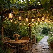 economico Luci solari da esterno-Luci a stringa solari retrò a cherosene con LED, impermeabili, per giardino, 6,5 m, 30 LED, ideali per vacanze, campeggio all'aperto, tende, matrimoni, cortili, balconi, festival di Ramadan, feste di