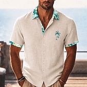 cheap Tropical Plants-Men's Coconut Tree Tropical Plants Shirt Summer Hawaiian Shirt Tropical Shirts Short Sleeve Hawaiian Casual Holiday Beach Wear Summer Spring Turndown 3D Print Button Up Shirts Blue Khaki Pink Green