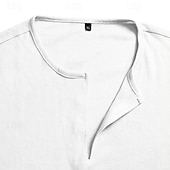 economico T-shirt in Cotone e Lino-Per uomo Maglietta Maglietta in lino Manica Corta Maniche Corte Scollo a V Primavera &amp; Estate Estate Primavera Semplice Moda Designer Essenziale Morbido Casuale Vacanza Streetwear Blu Bianco Nero