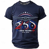  4 iulie 2026, a 250-a aniversare Bărbați Αστέρι 1776 Tricou Manșon scurt Tricou Tipărire 3D Stil Nautic Cămașă Patriotic Zilnic Festival Albastru piscină Negru Albastru Închis Vară Primăvară