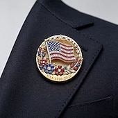olcso Az Egyesült Államok 250. évfordulója-Az USA 250. évfordulójára készült zománc bross kitűző, amerikai zászló mintával, hazafias piros fehér kék csillagokkal &amp;virágok, emlékkép USA 1776-2026