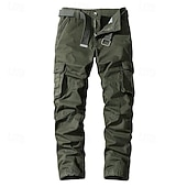economico Pantaloni cargo-Pantaloni da uomo 100% cotone, cargo, da trekking, multitasche, gamba dritta, comodi, traspiranti, casual, per tutti i giorni, per attività all'aperto, streetwear, verde kaki