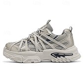 cheap Casual Sneakers-Men's White Outdoor Sneakers Lightweight Breathable Lace-Up Comfort Walking Shoes for Travel, Hiking, Daily Wear and Weekend Adventures