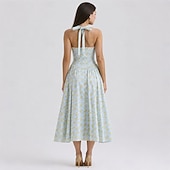 cheap Dresses-1950s Retro Vintage Midi Ankle Length Dress Sleeveless Floral Fit &amp; Flare Halter Neck Fancy Dress Women's Valentine's Day Tea Party Casual Daily Adults' Dress Summer