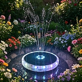 baratos Luzes Subaquáticas-Luzes solares para fonte de água externas à prova d'água, 17 cm, fonte flutuante RGB com mudança de cor, bomba de água movida a energia solar para banho de pássaros, lago, jardim, piscina, pátio e