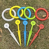 voordelige Zomer speelgoed-buitenringwerpset voor kinderen &amp;Hoepelspel voor volwassenen, familiespel voor in de achtertuin met kleurrijke doelpalen en ringen, buitenspel voor tuin, strand, camping, speelgoed voor zomerfeestjes,